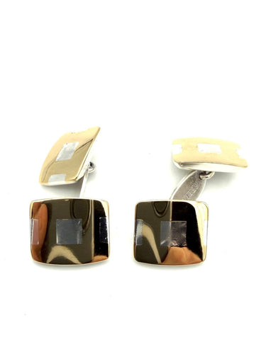 Hermès - Botões de punho vintage em Prata e ouro amarelo 