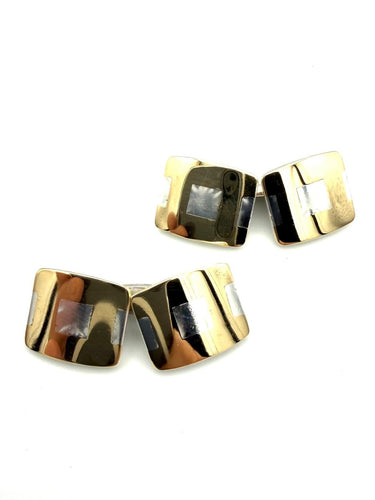 Hermès - Botões de punho vintage em Prata e ouro amarelo 