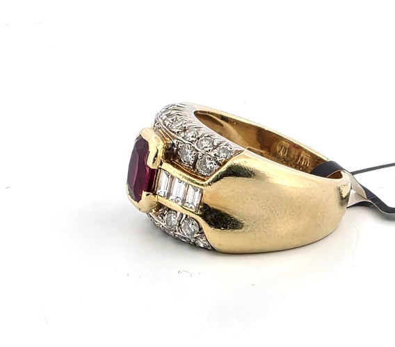Bague 54 Bague en or jaune avec diamants et rubis central 58 Facettes NOCODE RUBY