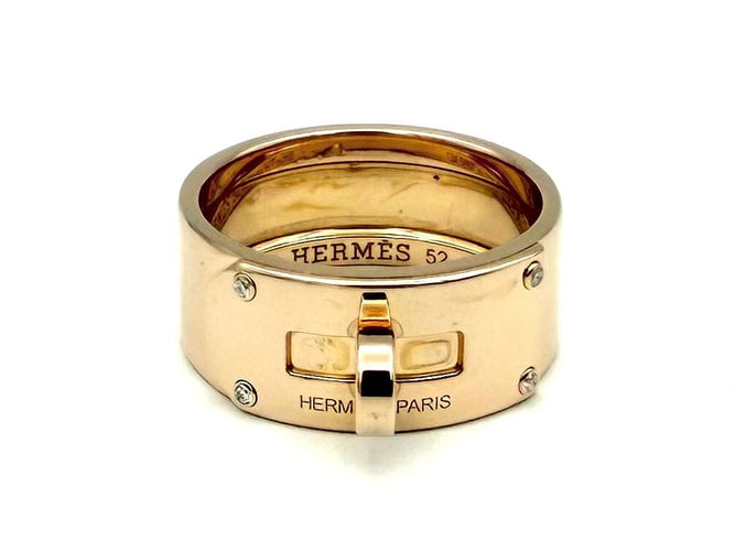 Bague 52 Hermès Kelly - Bague GM en or rose 18K et diamants 58 Facettes HERMES BG