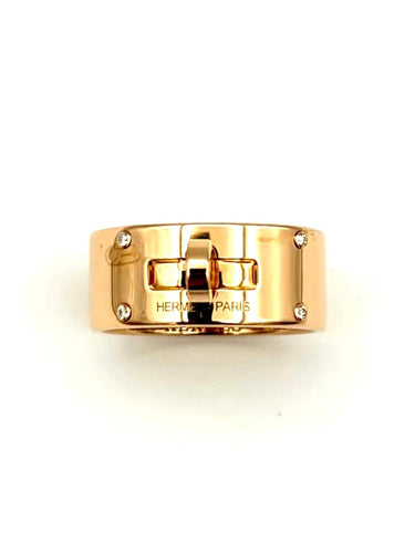 Bague 52 Hermès Kelly - Bague GM en or rose 18K et diamants 58 Facettes HERMES BG