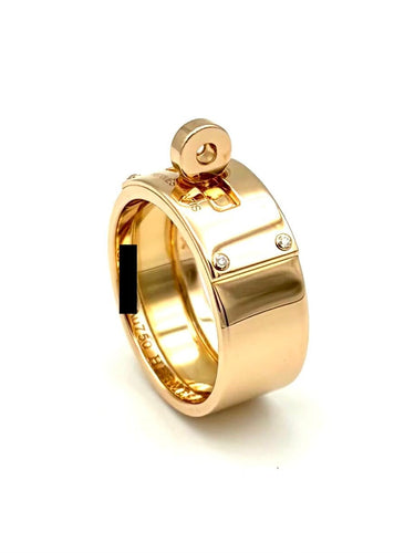 Bague 52 Hermès Kelly - Bague GM en or rose 18K et diamants 58 Facettes HERMES BG