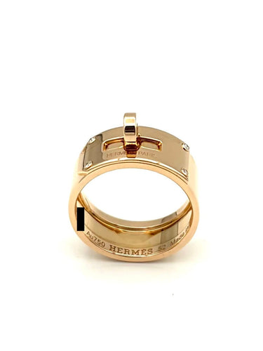 Bague 52 Hermès Kelly - Bague GM en or rose 18K et diamants 58 Facettes HERMES BG