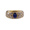 Bague Vintage - Bague chevalière en or jaune, saphir et diamants 58 Facettes RING - 010