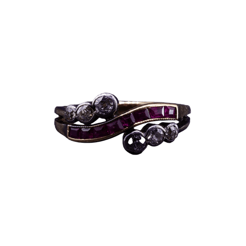 Bague Bague - Rubis et diamants taille ancienne en or jaune 15K 58 Facettes RING - 011