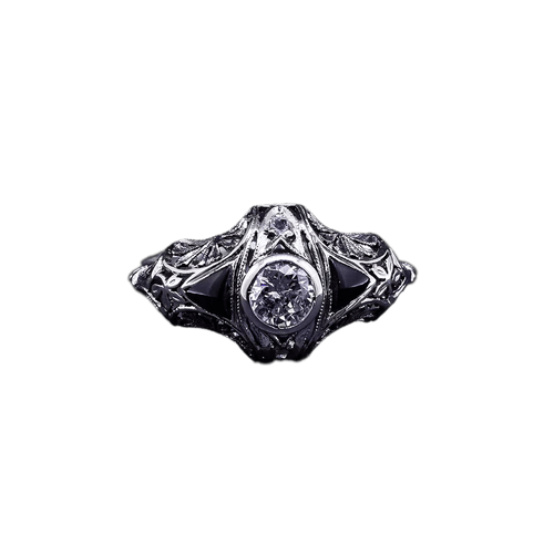 Bague Vintage - Bague diamant et rosettes en or blanc 58 Facettes RING - 013