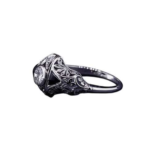 Bague Vintage - Bague diamant et rosettes en or blanc 58 Facettes RING - 013