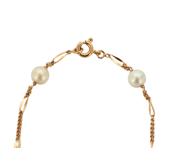 Collier Collier - Chaîne maille Figaro en or jaune perles de culture 58 Facettes BO/230031 RIV