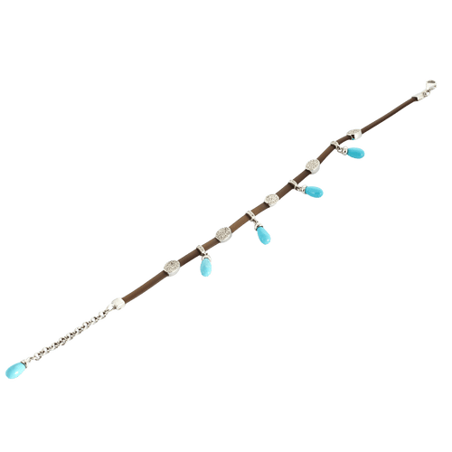 Bracelet Bracelet - Bracelet breloque en or blanc 750, diamants et turquoise 58 Facettes BO/240015/