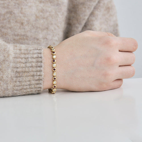 Bracelet Bracelet - Rivière en or jaune diamants et rubis 58 Facettes BO/250002