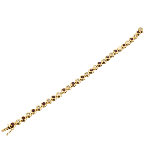Bracelet Bracelet - Rivière en or jaune diamants et rubis 58 Facettes BO/250002