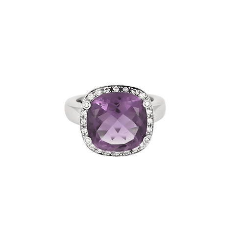 Bague 54 Poiray - Bague Fille Antique en or blanc diamants et améthyste 58 Facettes BO/250029