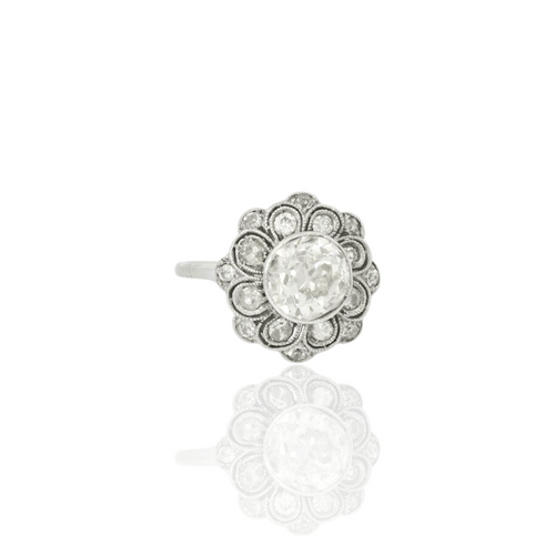 Bague 51.5 Art déco - Bague en or blanc 18K sertie de diamants 58 Facettes