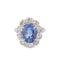 Bague Bague entourage en platine, saphir de Ceylan et diamants 58 Facettes 1