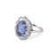 Bague Bague entourage en platine, saphir de Ceylan et diamants 58 Facettes 1