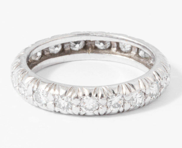 Bague Alliance - Bague en platine sertie de diamants 58 Facettes
