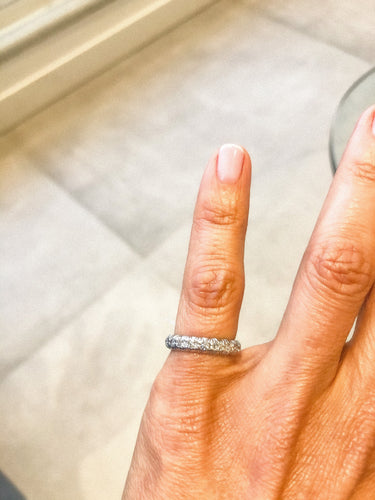 Bague Alliance - Bague en platine sertie de diamants 58 Facettes