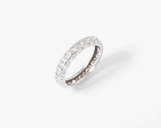 Bague Alliance - Bague en platine sertie de diamants 58 Facettes