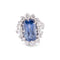 Bague Bague entourage en or et platine, saphir naturel et diamants 58 Facettes