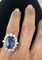 Bague Bague entourage en or et platine, saphir naturel et diamants 58 Facettes