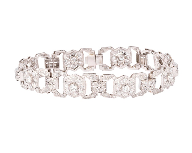 Bracelet Bracelet Art déco en platine, or gris et diamants 58 Facettes 1
