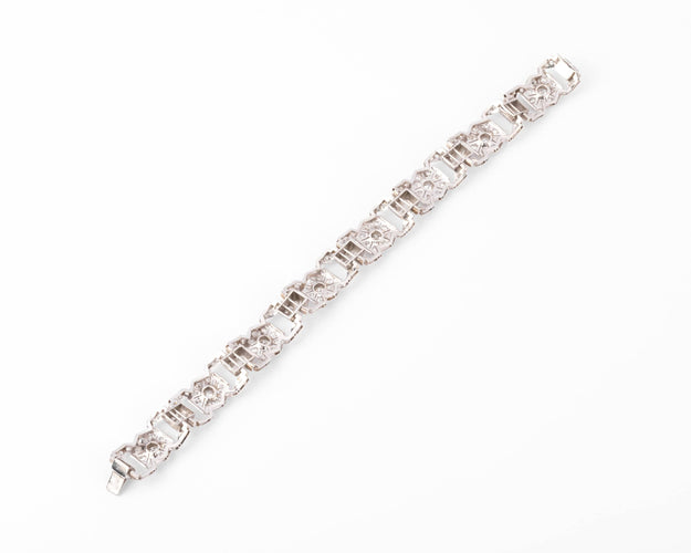 Bracelet Bracelet Art déco en platine, or gris et diamants 58 Facettes 1