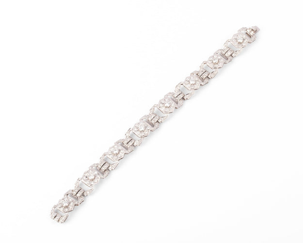Bracelet Bracelet Art déco en platine, or gris et diamants 58 Facettes 1