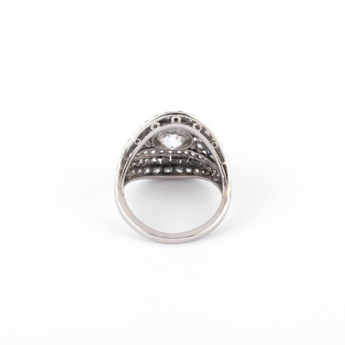 Bague Bague dôme en platine, diamant et saphirs 58 Facettes 1