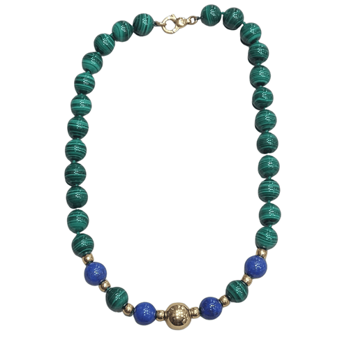 Collier Collier en malachite et lapis-lazuli 58 Facettes COV99