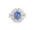 Bague Bague cocktail en or gris, diamants et saphir cabochon 58 Facettes