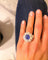 Bague Bague cocktail en or gris, diamants et saphir cabochon 58 Facettes