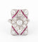 Bague Bague rectangulaire en platine, diamants et rubis 58 Facettes 1