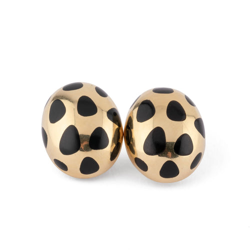 Boucles d'oreilles Angela Cummings pour Tiffany - Boucles d'oreilles en or jaune et jade noir 58 Facettes 1