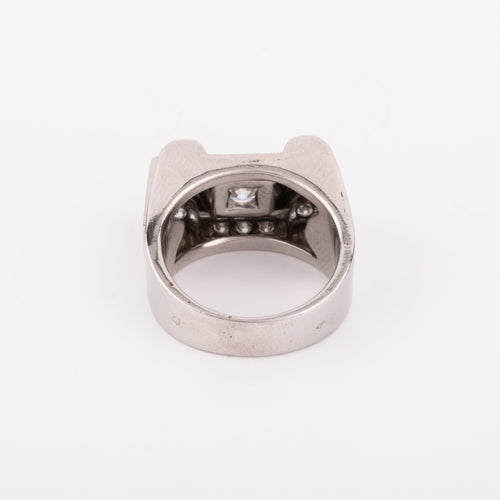 Bague Tank - Bague en or gris, platine et diamants 58 Facettes