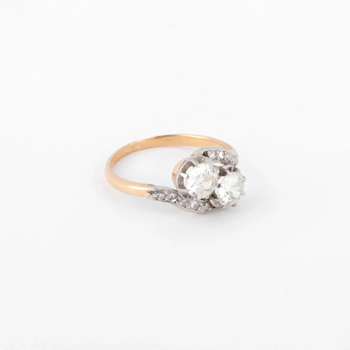 Bague Toi & Moi - Bague en platine, or jaune et diamants 58 Facettes