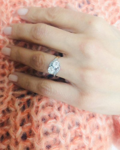 Bague Toi & Moi - Bague en platine, or jaune et diamants 58 Facettes