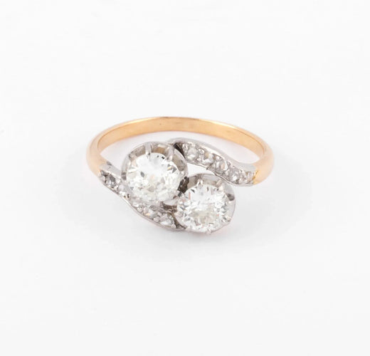 Bague Toi & Moi - Bague en platine, or jaune et diamants 58 Facettes