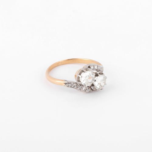 Bague Toi & Moi - Bague en platine, or jaune et diamants 58 Facettes