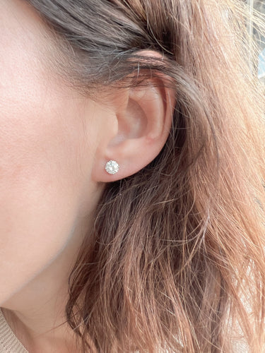 Boucles d'oreilles Boucles d'oreilles en or gris et diamants taille moderne 58 Facettes