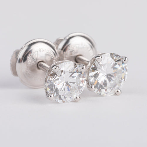 Boucles d'oreilles Boucles d'oreilles en or gris et diamants taille moderne 58 Facettes