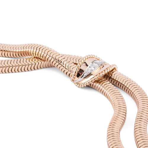 Collier Collier double rang en or jaune, platine et diamants 58 Facettes 1