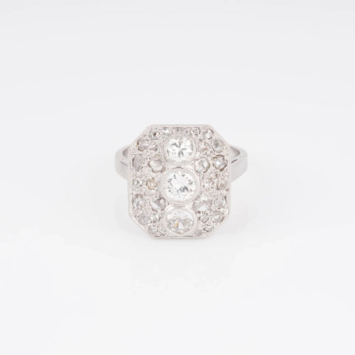 Bague Bague rectangulaire en platine et diamants 58 Facettes 1