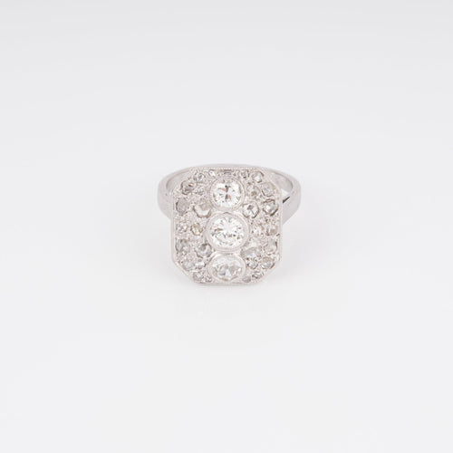 Bague Bague rectangulaire en platine et diamants 58 Facettes 1