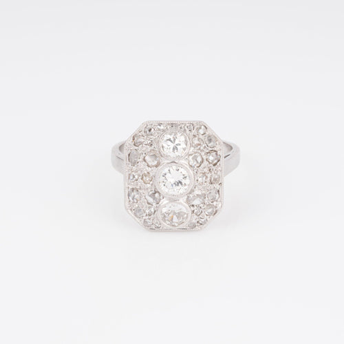 Bague Bague rectangulaire en platine et diamants 58 Facettes 1
