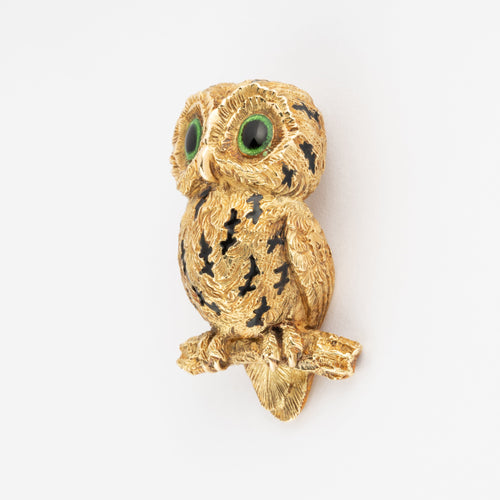 Broche Hermès - Broche Chouette en or jaune 18k 58 Facettes 1