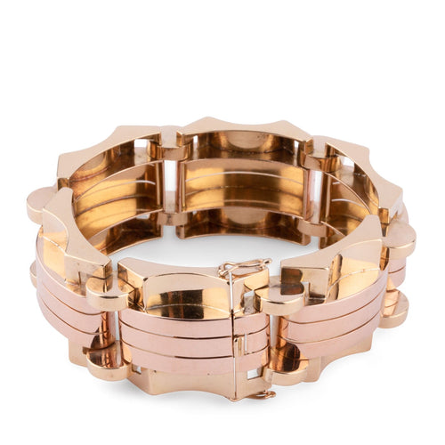 Bracelet Bracelet Tank en or jaune et rose 58 Facettes 1