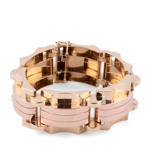 Bracelet Bracelet Tank en or jaune et rose 58 Facettes 1
