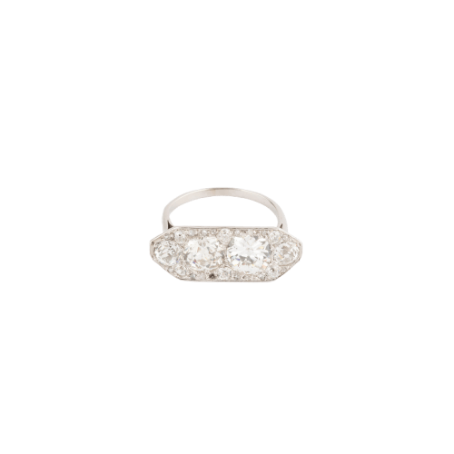 Bague Art déco - Bague rectangulaire en platine et diamants 58 Facettes 1