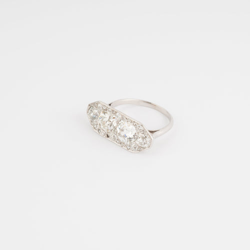 Bague Art déco - Bague rectangulaire en platine et diamants 58 Facettes 1
