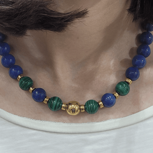 Collier Collier en lapis-lazuli et malachite 58 Facettes COV98